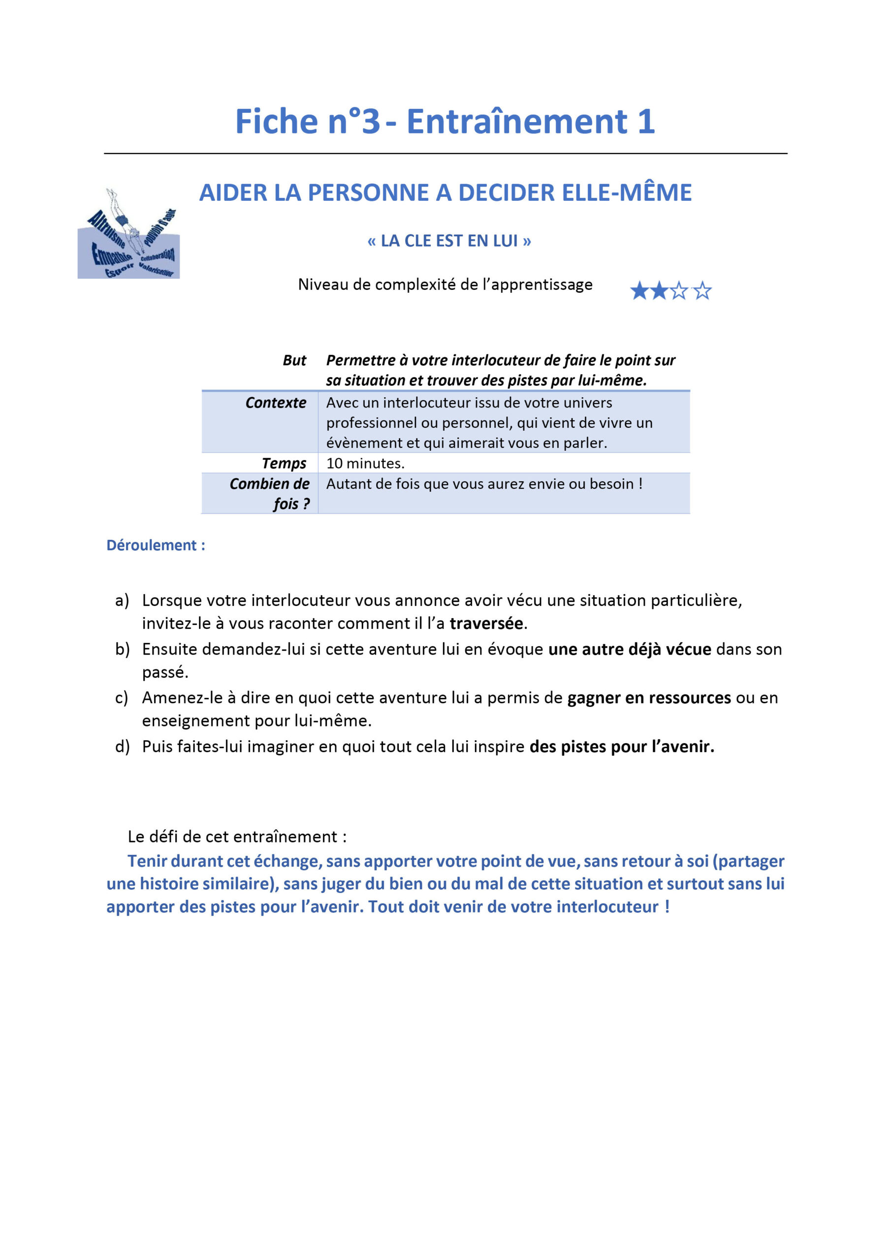 Fiche 2 - Entraînement 1